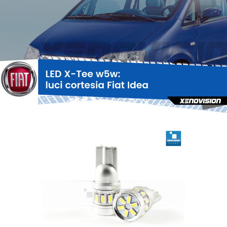 <strong>LED luci cortesia per Fiat Idea</strong>  2003 - 2015. Lampade <strong>W5W</strong> modello X-Tee Xenovision top di gamma.