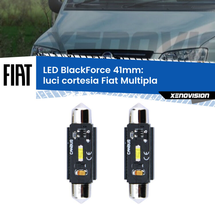 0 Luci Cortesia LED per Fiat Multipla 1999 - 2010: C5W BlackForce 41mm (Coppia) <strong>Luci Cortesia LED per Fiat Multipla</strong> 1999 - 2010. Coppia lampade <strong>C5W</strong> 41mm modello BlackForce canbus.