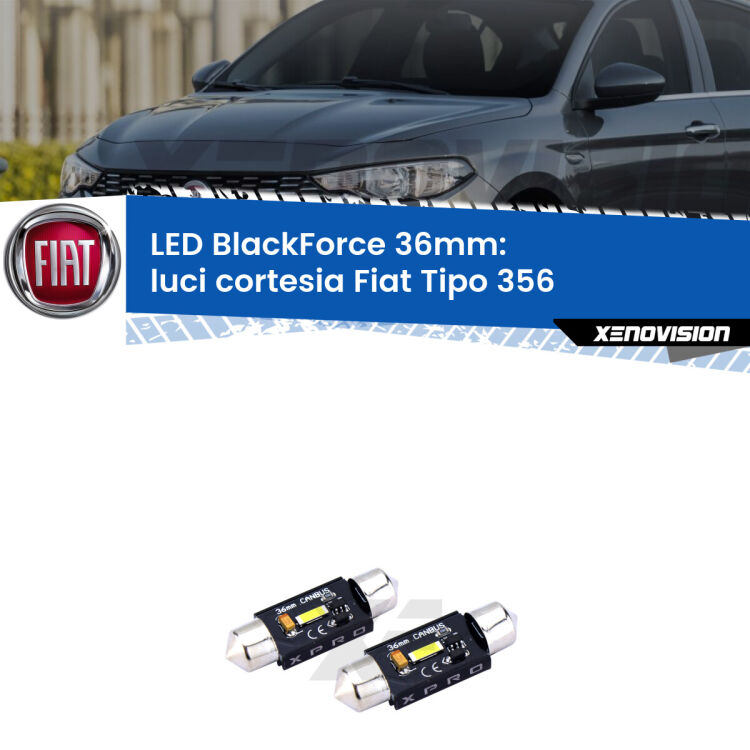 <strong>LED luci cortesia 36mm per Fiat Tipo</strong> 356 2015 in poi. Coppia lampadine <strong>C5W</strong>modello BlackForce Xenovision.