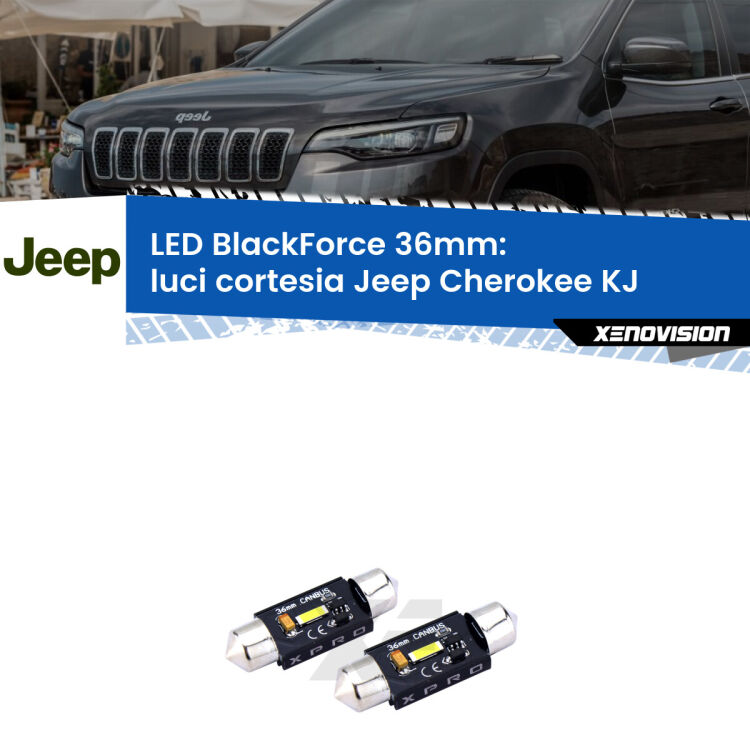 <strong>LED luci cortesia 36mm per Jeep Cherokee</strong> KJ 2002 - 2007. Coppia lampadine <strong>C5W</strong>modello BlackForce Xenovision.