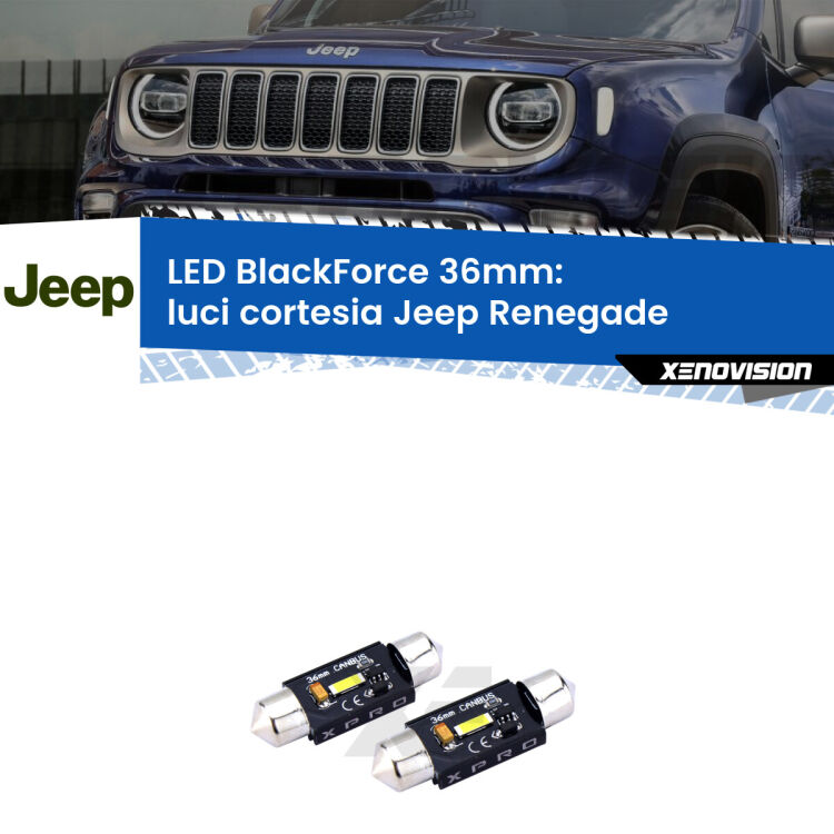 <strong>LED luci cortesia 36mm per Jeep Renegade</strong>  2014 in poi. Coppia lampadine <strong>C5W</strong>modello BlackForce Xenovision.