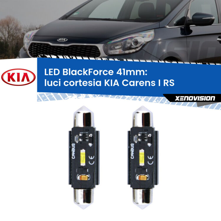 0 Luci Cortesia LED per KIA Carens I RS 1999 - 2005: C5W BlackForce 41mm (Coppia) <strong>Luci Cortesia LED per KIA Carens I</strong> RS 1999 - 2005. Coppia lampade <strong>C5W</strong> 41mm modello BlackForce canbus.