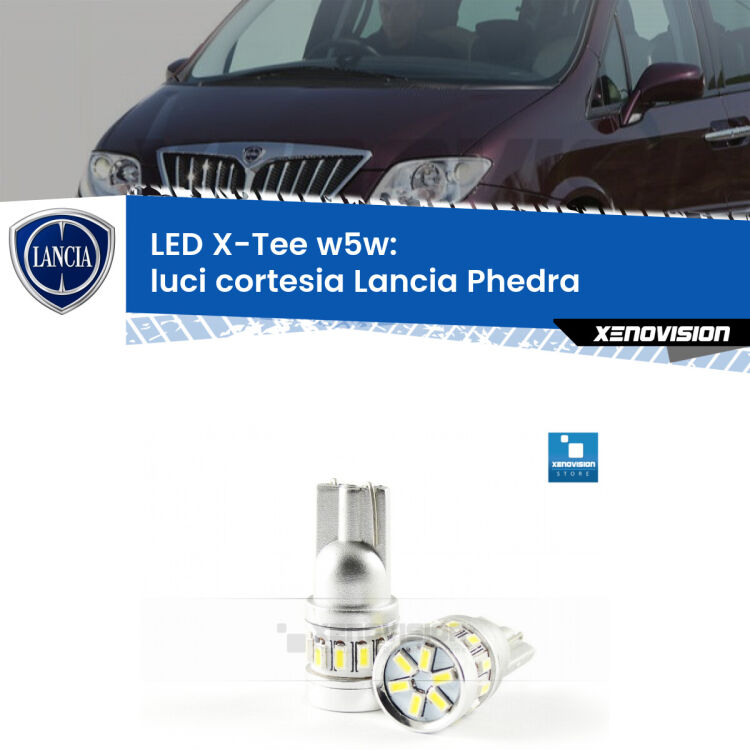 <strong>LED luci cortesia per Lancia Phedra</strong>  2002 - 2010. Lampade <strong>W5W</strong> modello X-Tee Xenovision top di gamma.