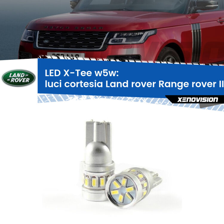 0 Luci Cortesia LED per Land rover Range rover III L322 2002 - 2012: W5W X-Tee <strong>LED luci cortesia per Land rover Range rover III</strong> L322 2002 - 2012. Lampade <strong>W5W</strong> modello X-Tee Xenovision top di gamma.
