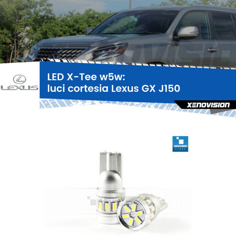 <strong>LED luci cortesia per Lexus GX</strong> J150 2009 in poi. Lampade <strong>W5W</strong> modello X-Tee Xenovision top di gamma.