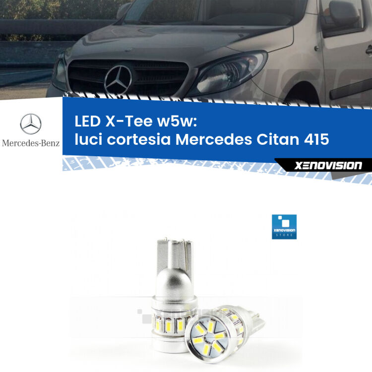 <strong>LED luci cortesia per Mercedes Citan</strong> 415 2012 in poi. Lampade <strong>W5W</strong> modello X-Tee Xenovision top di gamma.
