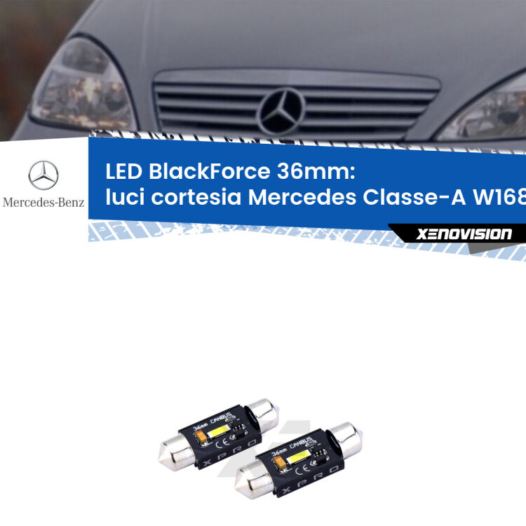 <strong>LED luci cortesia 36mm per Mercedes Classe-A</strong> W168 1997 - 2004. Coppia lampadine <strong>C5W</strong>modello BlackForce Xenovision.
