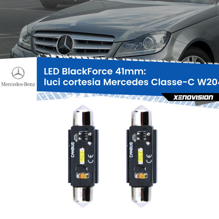 0 Luci Cortesia LED per Mercedes Classe-C W204 posteriori: C5W BlackForce 41mm (Coppia) <strong>Luci Cortesia LED per Mercedes Classe-C</strong> W204 posteriori. Coppia lampade <strong>C5W</strong> 41mm modello BlackForce canbus.