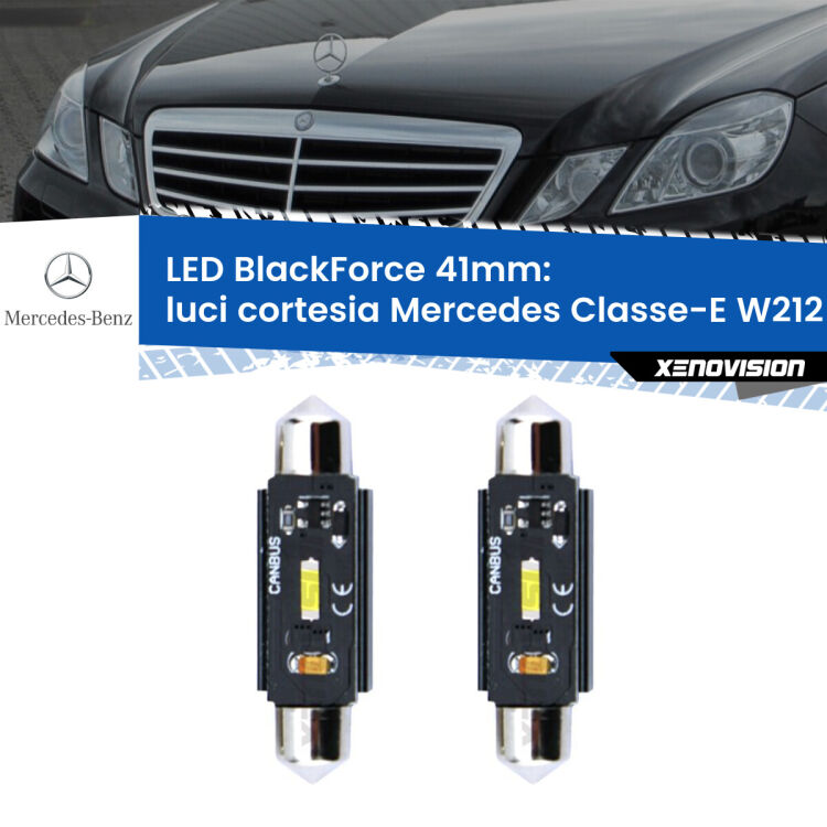 0 Luci Cortesia LED per Mercedes Classe-E W212 posteriori: C5W BlackForce 41mm (Coppia) <strong>Luci Cortesia LED per Mercedes Classe-E</strong> W212 posteriori. Coppia lampade <strong>C5W</strong> 41mm modello BlackForce canbus.