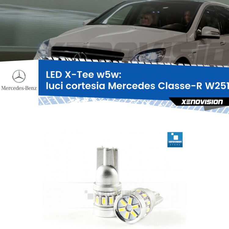<strong>LED luci cortesia per Mercedes Classe-R</strong> W251, V251 2006 - 2014. Lampade <strong>W5W</strong> modello X-Tee Xenovision top di gamma.