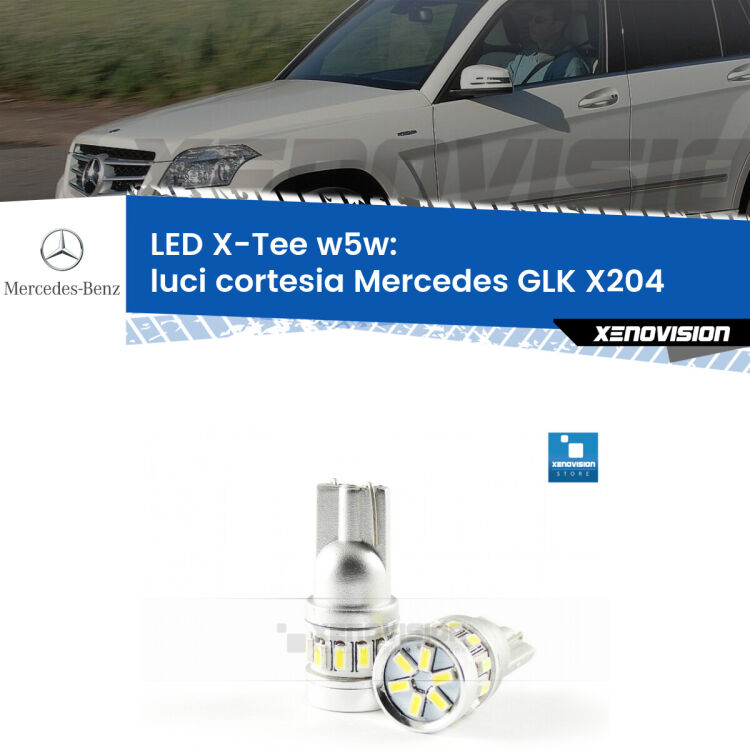 <strong>LED luci cortesia per Mercedes GLK</strong> X204 anteriori. Lampade <strong>W5W</strong> modello X-Tee Xenovision top di gamma.