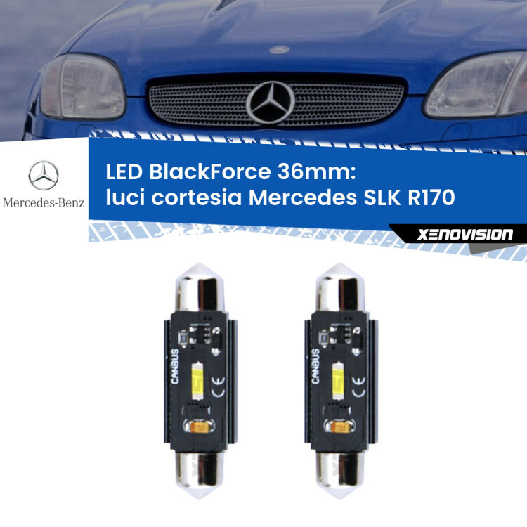 0 Luci Cortesia LED per Mercedes SLK R170 1996 - 2004: C5W BlackForce 36mm (Coppia) <strong>Luci Cortesia LED per Mercedes SLK</strong> R170 1996 - 2004. Coppia lampade <strong>C5W</strong> 36mm modello BlackForce canbus.