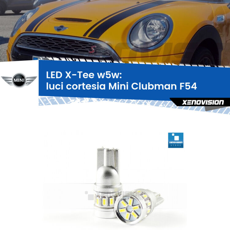 <strong>LED luci cortesia per Mini Clubman</strong> F54 2014 - 2019. Lampade <strong>W5W</strong> modello X-Tee Xenovision top di gamma.