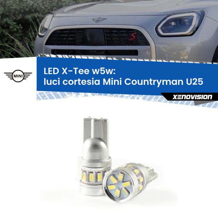 0 Luci Cortesia LED per Mini Countryman U25 in poi: W5W X-Tee <strong>LED luci cortesia per Mini Countryman</strong> U25 in poi. Lampade <strong>W5W</strong> modello X-Tee Xenovision top di gamma.