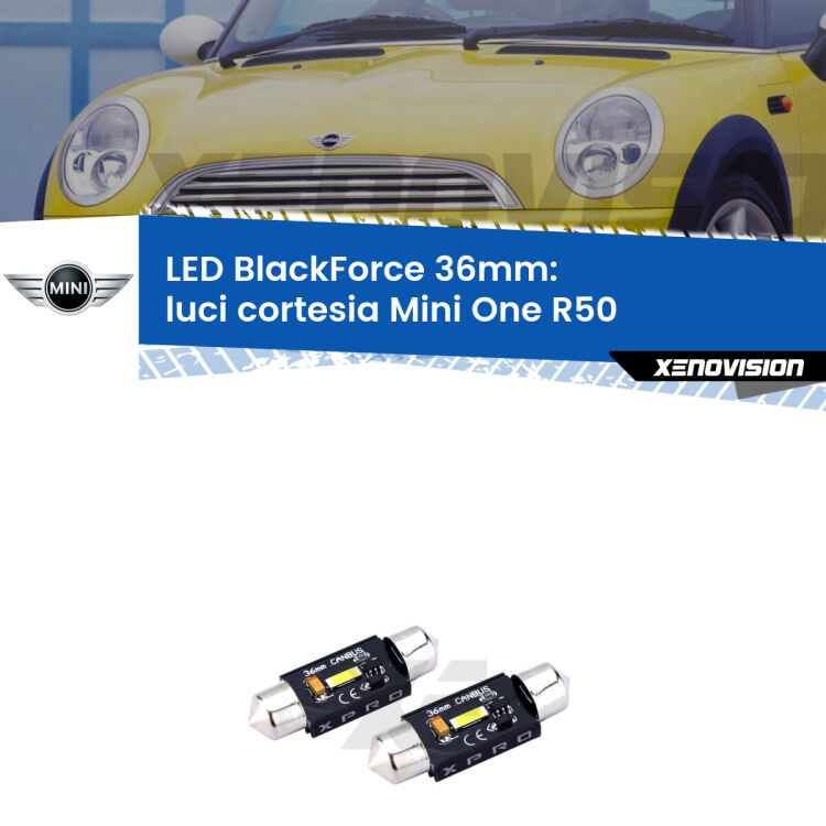 <strong>LED luci cortesia 36mm per Mini One</strong> R50 2001 - 2006. Coppia lampadine <strong>C5W</strong>modello BlackForce Xenovision.