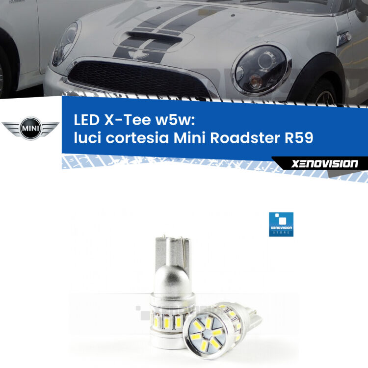 <strong>LED luci cortesia per Mini Roadster</strong> R59 2012 - 2015. Lampade <strong>W5W</strong> modello X-Tee Xenovision top di gamma.
