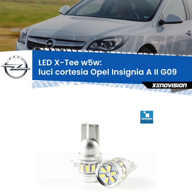<strong>LED luci cortesia per Opel Insignia A II</strong> G09 2014 - 2017. Lampade <strong>W5W</strong> modello X-Tee Xenovision top di gamma.