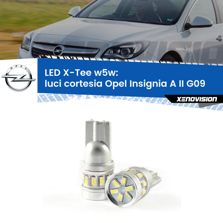 0 Luci Cortesia LED per Opel Insignia A II G09 2014 - 2017: W5W X-Tee <strong>LED luci cortesia per Opel Insignia A II</strong> G09 2014 - 2017. Lampade <strong>W5W</strong> modello X-Tee Xenovision top di gamma.