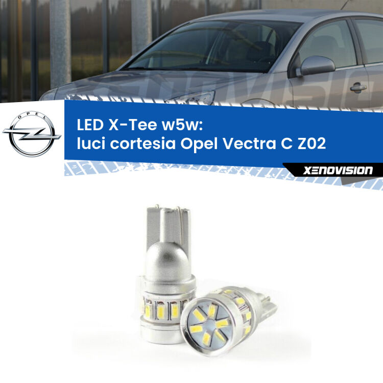 0 Luci Cortesia LED per Opel Vectra C Z02 2002 - 2010: W5W X-Tee <strong>LED luci cortesia per Opel Vectra C</strong> Z02 2002 - 2010. Lampade <strong>W5W</strong> modello X-Tee Xenovision top di gamma.