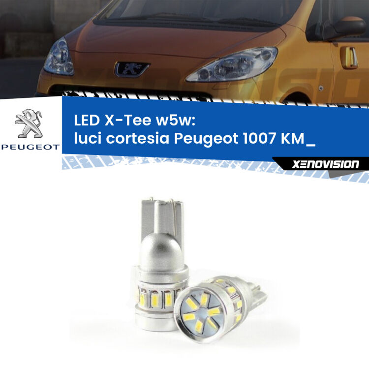 0 Luci Cortesia LED per Peugeot 1007 KM_ 2005 - 2009: W5W X-Tee <strong>LED luci cortesia per Peugeot 1007</strong> KM_ 2005 - 2009. Lampade <strong>W5W</strong> modello X-Tee Xenovision top di gamma.