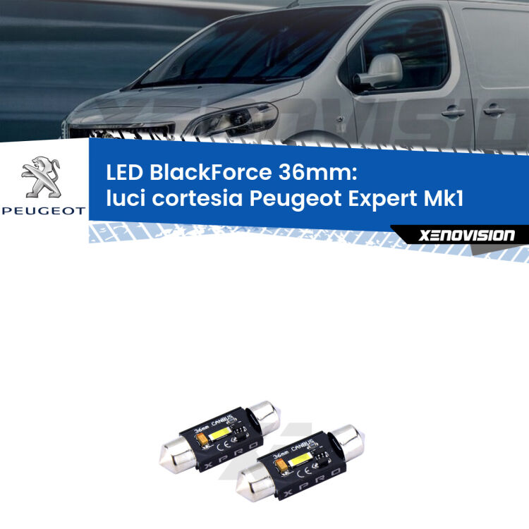 <strong>LED luci cortesia 36mm per Peugeot Expert</strong> Mk1 1996 - 2006. Coppia lampadine <strong>C5W</strong>modello BlackForce Xenovision.