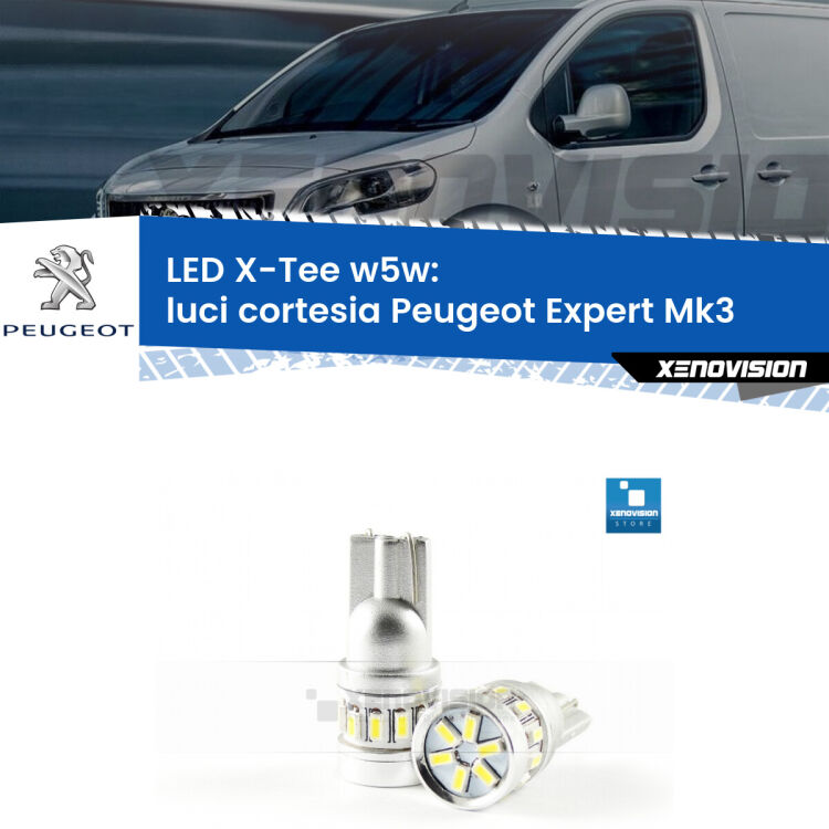 <strong>LED luci cortesia per Peugeot Expert</strong> Mk3 2016 in poi. Lampade <strong>W5W</strong> modello X-Tee Xenovision top di gamma.