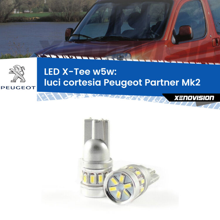 0 Luci Cortesia LED per Peugeot Partner Mk2 2008 - 2016: W5W X-Tee <strong>LED luci cortesia per Peugeot Partner</strong> Mk2 2008 - 2016. Lampade <strong>W5W</strong> modello X-Tee Xenovision top di gamma.