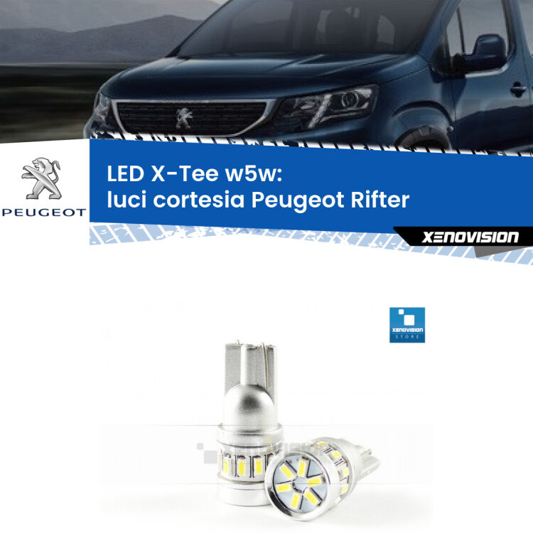 <strong>LED luci cortesia per Peugeot Rifter</strong>  2018 in poi. Lampade <strong>W5W</strong> modello X-Tee Xenovision top di gamma.