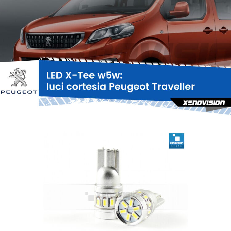 <strong>LED luci cortesia per Peugeot Traveller</strong>  2016 in poi. Lampade <strong>W5W</strong> modello X-Tee Xenovision top di gamma.