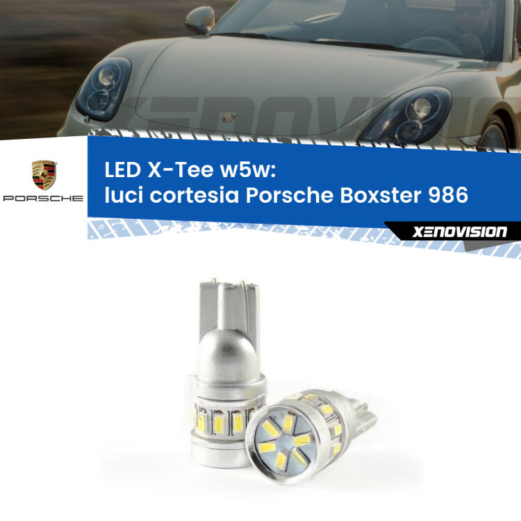 0 Luci Cortesia LED per Porsche Boxster 986 1996 - 2004: W5W X-Tee <strong>LED luci cortesia per Porsche Boxster</strong> 986 1996 - 2004. Lampade <strong>W5W</strong> modello X-Tee Xenovision top di gamma.