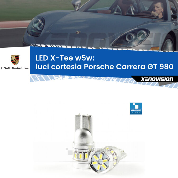 <strong>LED luci cortesia per Porsche Carrera GT</strong> 980 2003 - 2006. Lampade <strong>W5W</strong> modello X-Tee Xenovision top di gamma.