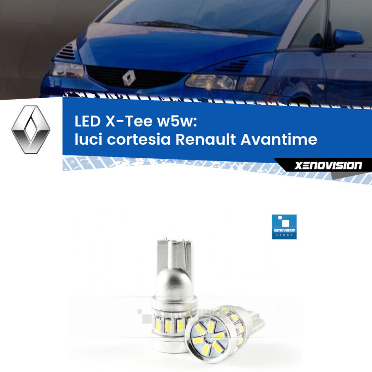 <strong>LED luci cortesia per Renault Avantime</strong>  2001 - 2003. Lampade <strong>W5W</strong> modello X-Tee Xenovision top di gamma.