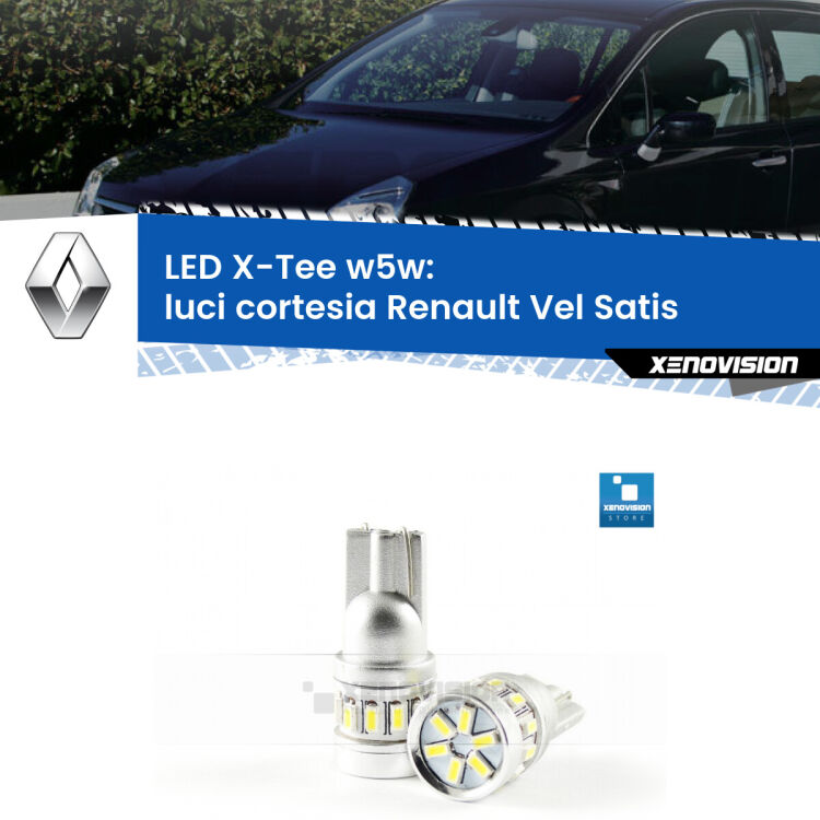 <strong>LED luci cortesia per Renault Vel Satis</strong>  2005 - 2010. Lampade <strong>W5W</strong> modello X-Tee Xenovision top di gamma.