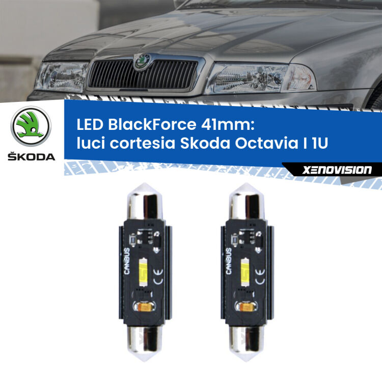 0 Luci Cortesia LED per Skoda Octavia I 1U anteriori: C5W BlackForce 41mm (Coppia) <strong>Luci Cortesia LED per Skoda Octavia I</strong> 1U anteriori. Coppia lampade <strong>C5W</strong> 41mm modello BlackForce canbus.