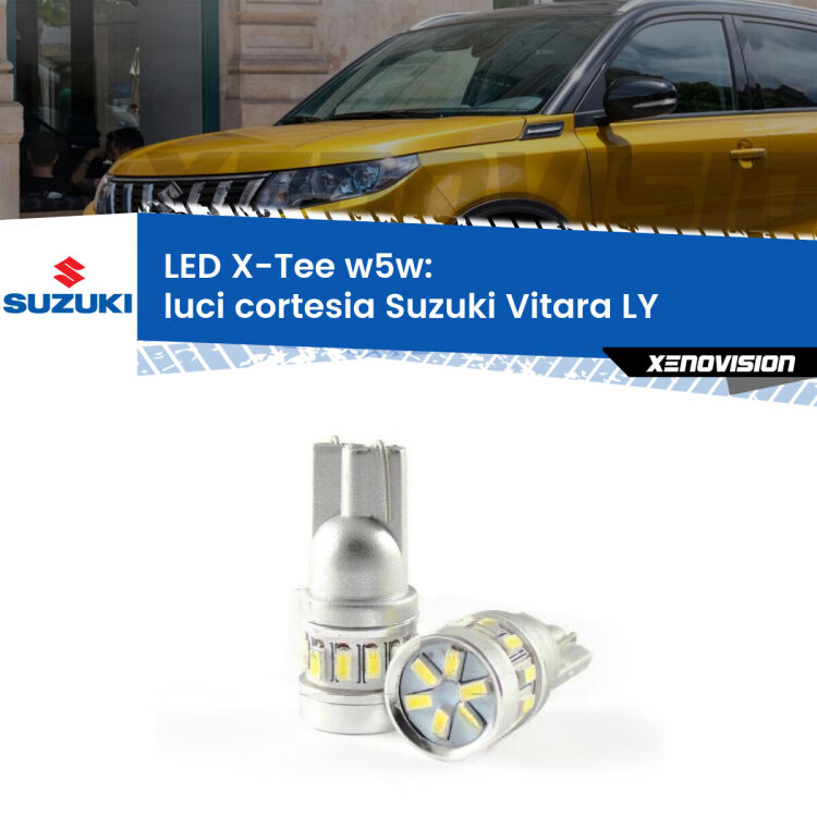 0 Luci Cortesia LED per Suzuki Vitara LY anteriori: W5W X-Tee <strong>LED luci cortesia per Suzuki Vitara</strong> LY anteriori. Lampade <strong>W5W</strong> modello X-Tee Xenovision top di gamma.