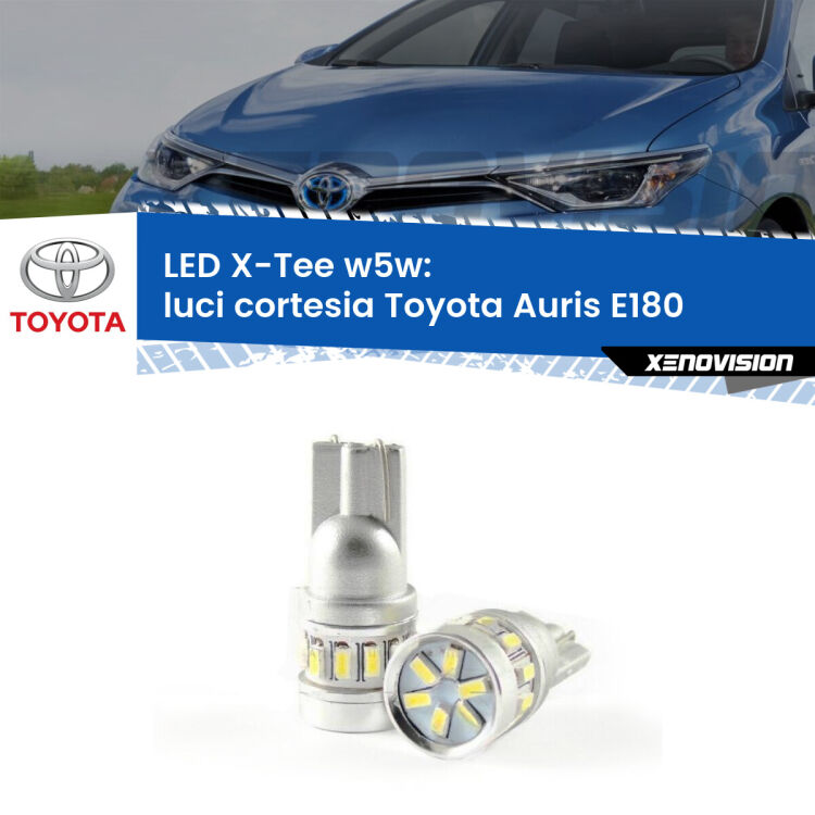 0 Luci Cortesia LED per Toyota Auris E180 anteriori: W5W X-Tee <strong>LED luci cortesia per Toyota Auris</strong> E180 anteriori. Lampade <strong>W5W</strong> modello X-Tee Xenovision top di gamma.