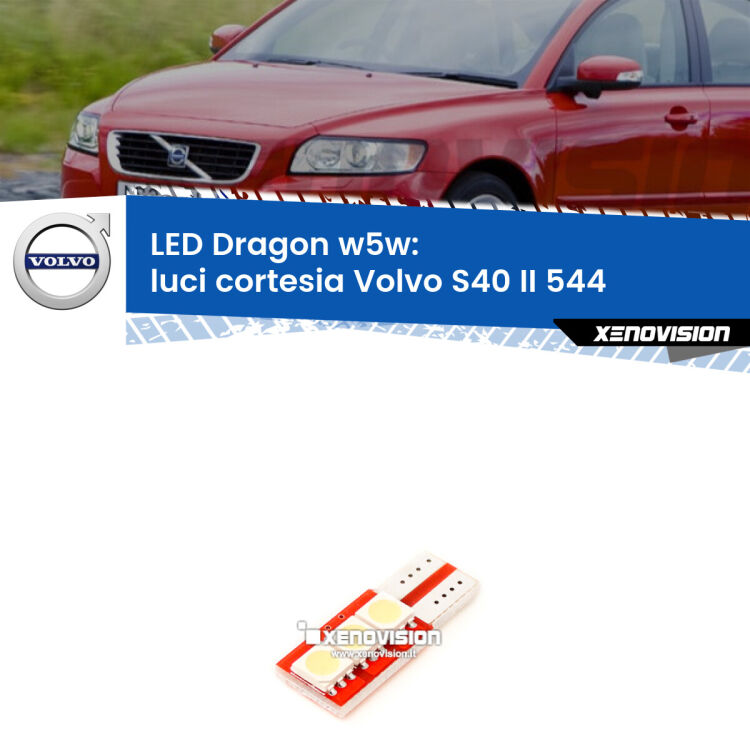 <strong>LED luci cortesia per Volvo S40 II</strong> 544 2004 - 2012. Lampade <strong>W5W</strong> a illuminazione laterale modello Dragon Xenovision.