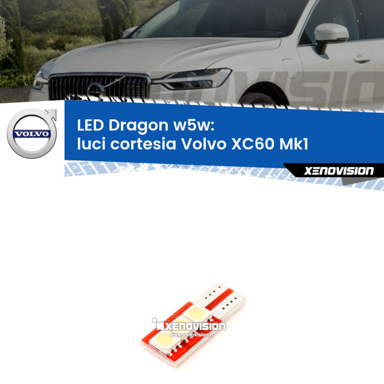 <strong>LED luci cortesia per Volvo XC60</strong> Mk1 2008 - 2016. Lampade <strong>W5W</strong> a illuminazione laterale modello Dragon Xenovision.