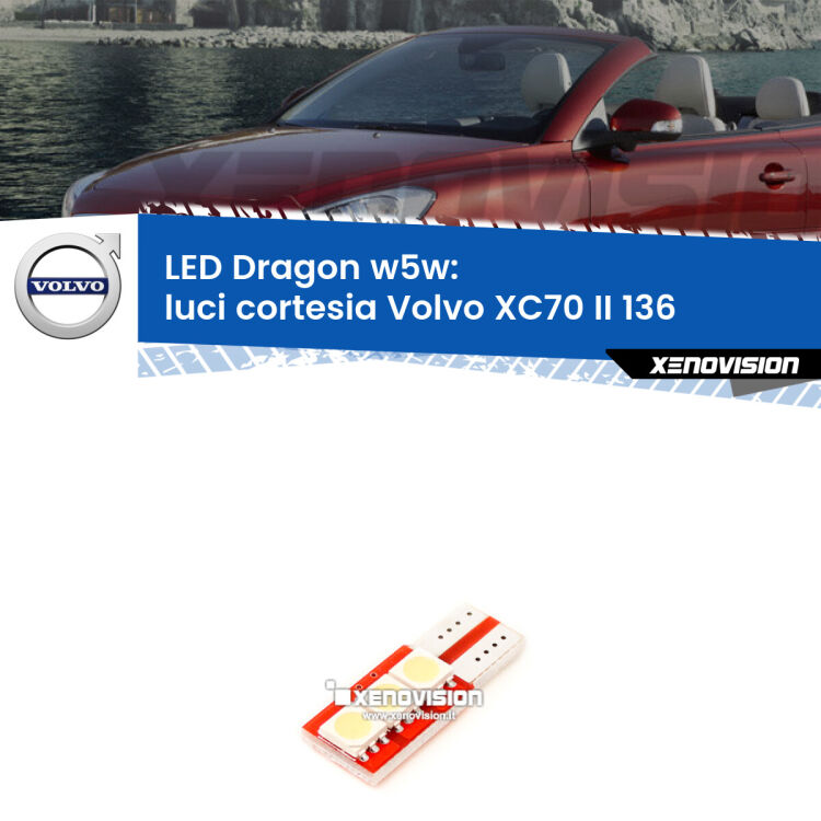 <strong>LED luci cortesia per Volvo XC70 II</strong> 136 2007 - 2015. Lampade <strong>W5W</strong> a illuminazione laterale modello Dragon Xenovision.