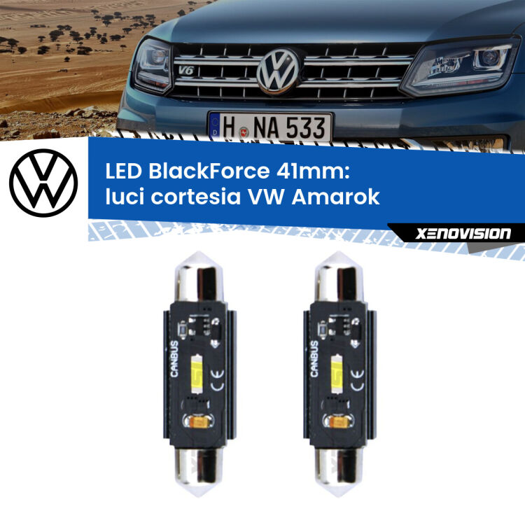 0 Luci Cortesia LED per VW Amarok  anteriori: C5W BlackForce 41mm (Coppia) <strong>Luci Cortesia LED per VW Amarok</strong>  anteriori. Coppia lampade <strong>C5W</strong> 41mm modello BlackForce canbus.