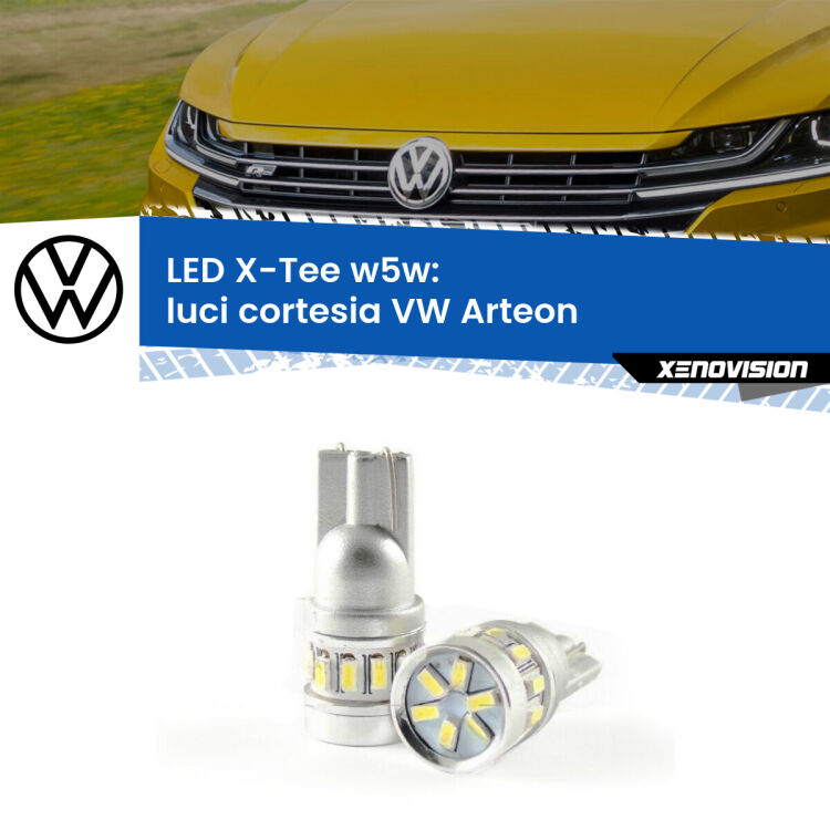 0 Luci Cortesia LED per VW Arteon  2017 in poi: W5W X-Tee <strong>LED luci cortesia per VW Arteon</strong>  2017 in poi. Lampade <strong>W5W</strong> modello X-Tee Xenovision top di gamma.