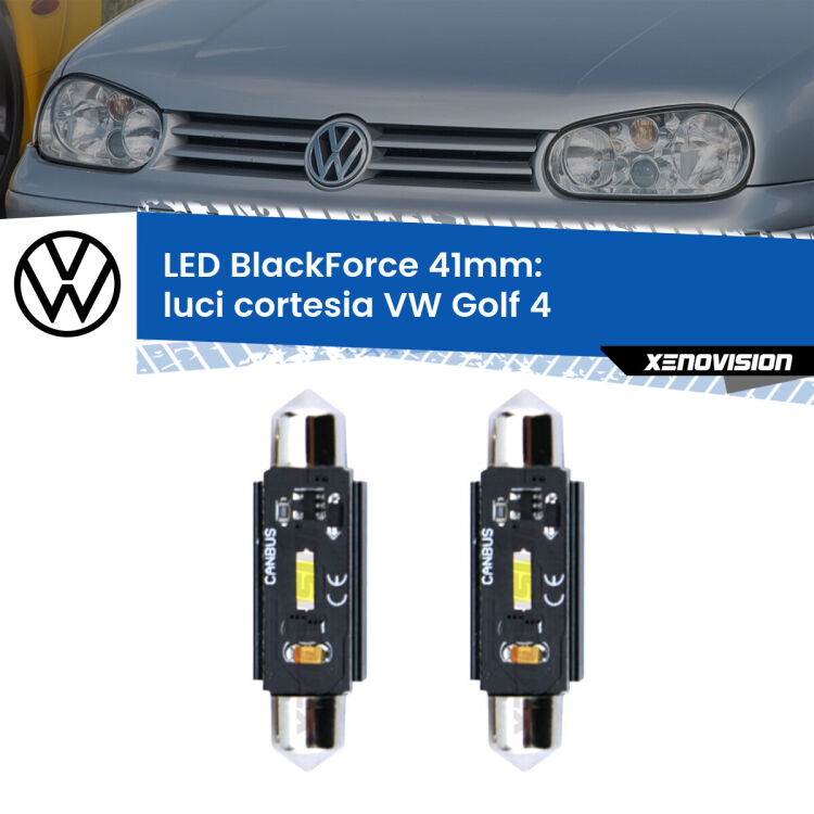 0 Luci Cortesia LED per VW Golf 4  1997 - 2005: C5W BlackForce 41mm (Coppia) <strong>Luci Cortesia LED per VW Golf 4</strong>  1997 - 2005. Coppia lampade <strong>C5W</strong> 41mm modello BlackForce canbus.