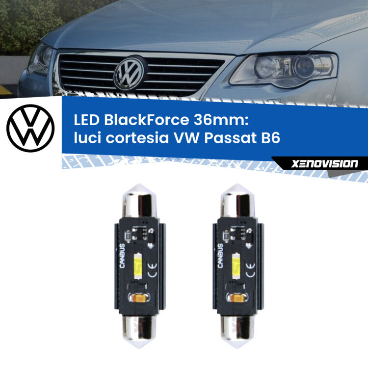 Luci Cortesia LED per VW Passat B6 2005 - 2010: C5W BlackForce 36mm (Coppia) <strong>Luci Cortesia LED per VW Passat</strong> B6 2005 - 2010. Coppia lampade <strong>C5W</strong> 36mm modello BlackForce canbus.