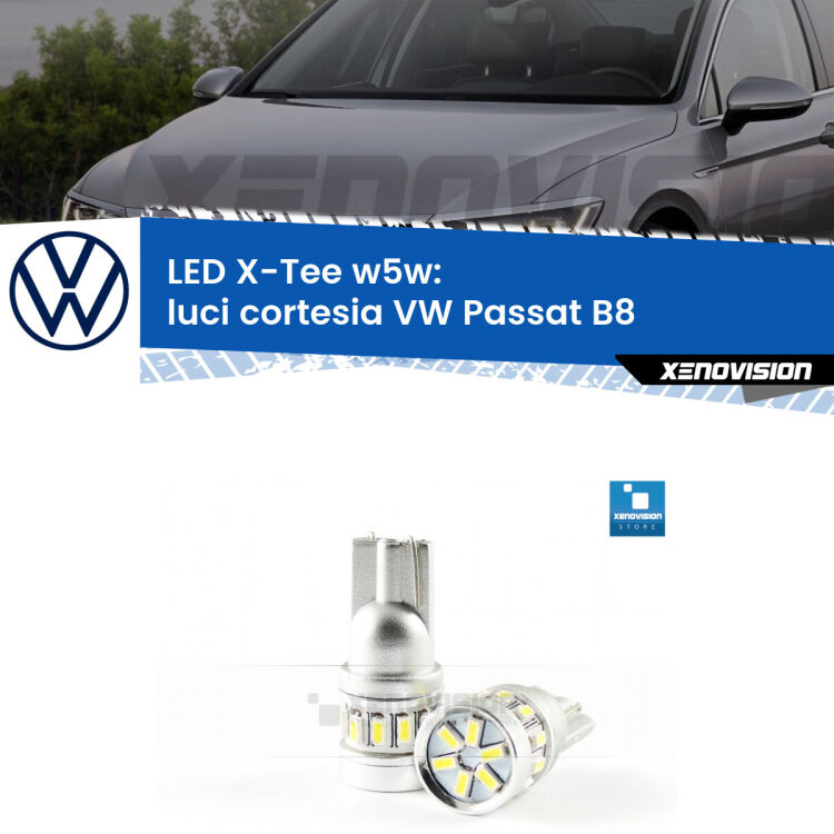 <strong>LED luci cortesia per VW Passat</strong> B8 2014 - 2017. Lampade <strong>W5W</strong> modello X-Tee Xenovision top di gamma.