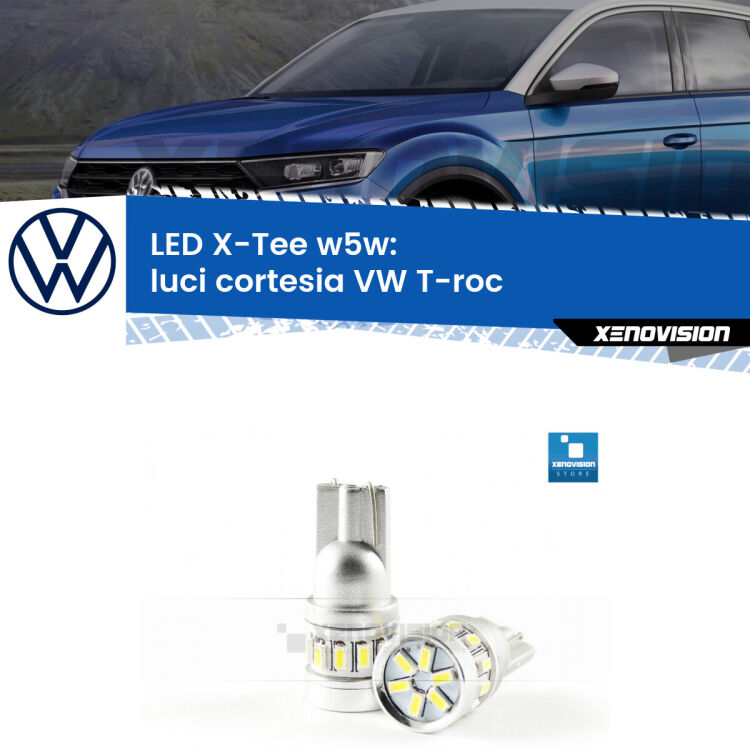 <strong>LED luci cortesia per VW T-roc</strong>  2017 in poi. Lampade <strong>W5W</strong> modello X-Tee Xenovision top di gamma.