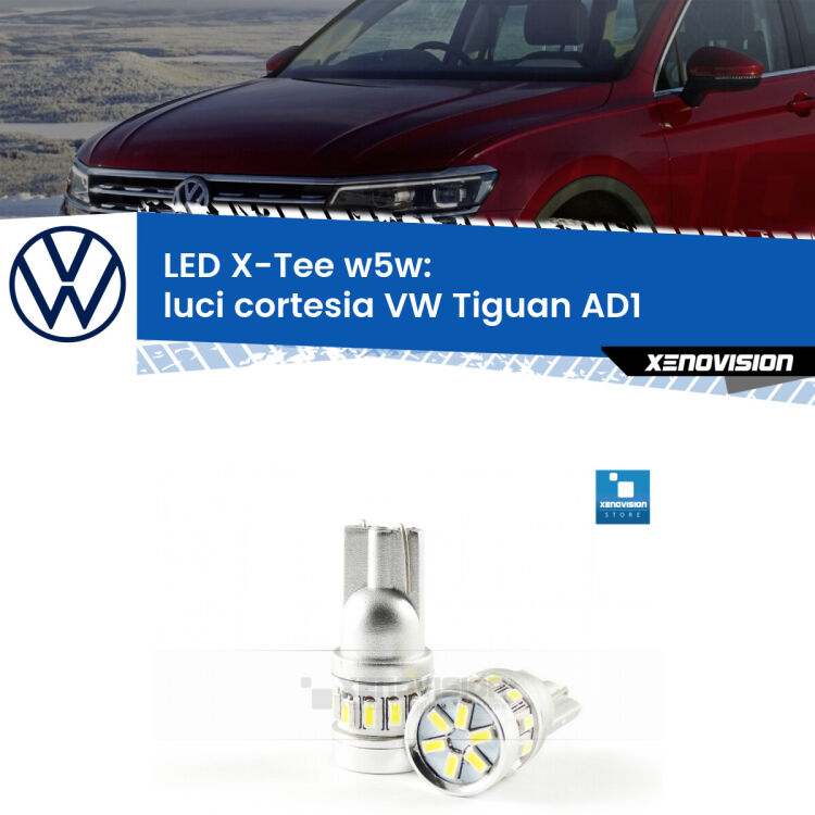 <strong>LED luci cortesia per VW Tiguan</strong> AD1 2016 in poi. Lampade <strong>W5W</strong> modello X-Tee Xenovision top di gamma.