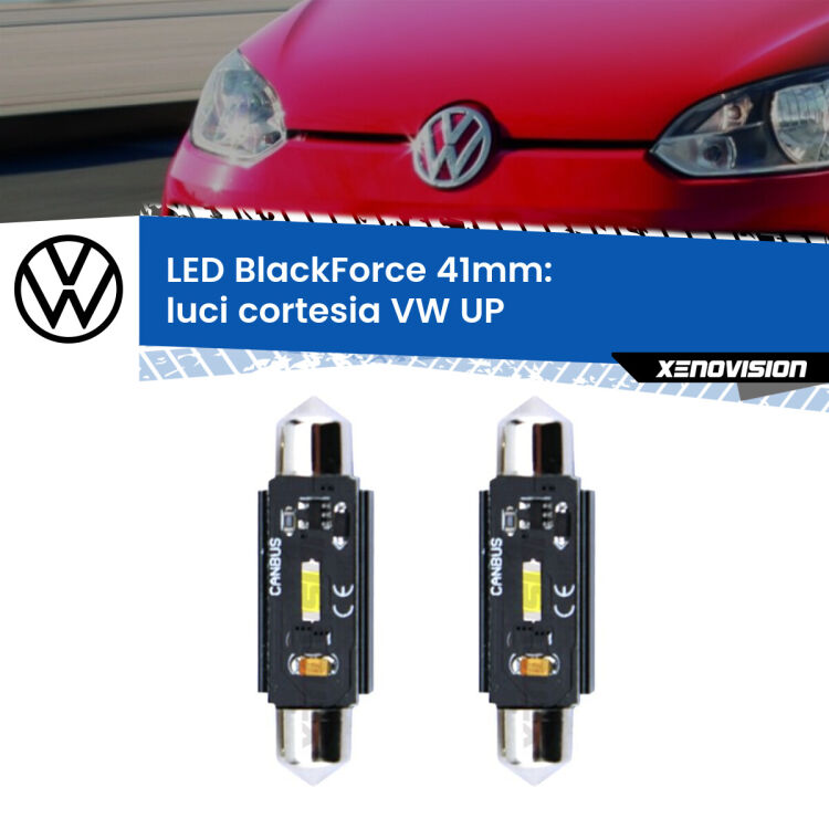 0 Luci Cortesia LED per VW UP  senza tettuccio: C5W BlackForce 41mm (Coppia) <strong>Luci Cortesia LED per VW UP</strong>  senza tettuccio. Coppia lampade <strong>C5W</strong> 41mm modello BlackForce canbus.