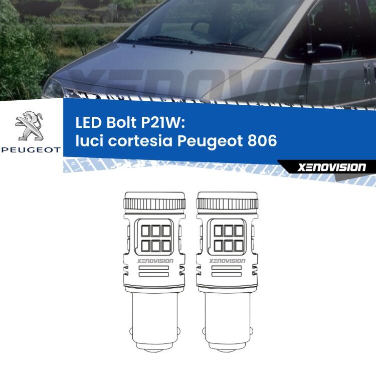 <strong>Luci Cortesia LED per Peugeot 806</strong>  anteriori. Coppia lampade <strong>P21W</strong> modello Bolt canbus.
