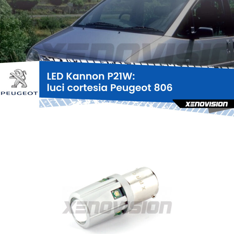 <strong>LED per Luci Cortesia Peugeot 806  anteriori.</strong>Lampadina P21W con una poderosa illuminazione frontale rafforzata da 5 potenti chip laterali.
