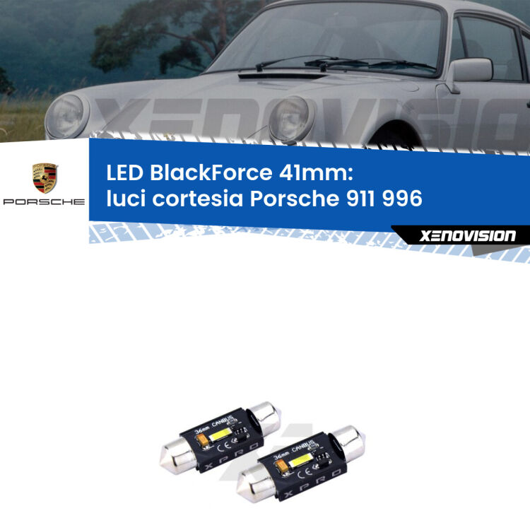 <strong>LED luci cortesia 41mm per Porsche 911</strong> 996 1997 - 2005. Coppia lampadine <strong>C5W</strong>modello BlackForce Xenovision.
